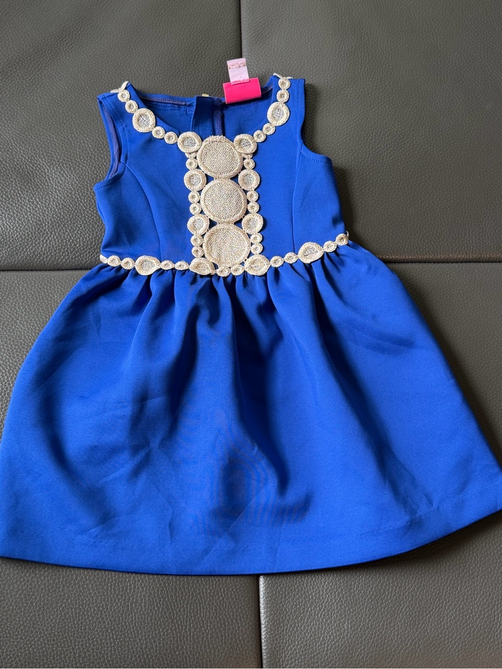 EUC Lilly Pulitzer Girls Royal Blue Embellished Party Dress Sz XS (2/3)
